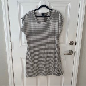 Gray and white striped tshirt dress